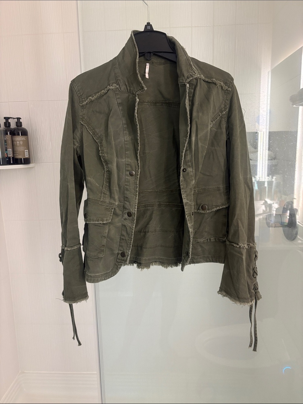 Free People Distressed Olive Utility Jacket